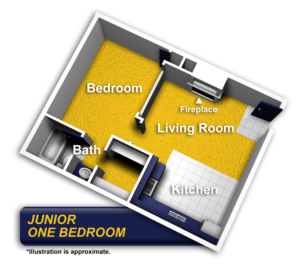 Junior one bedroom floor plan.