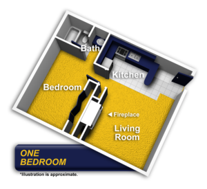 One bedroom floor plan.