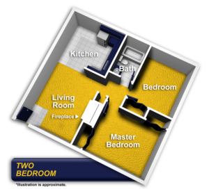 Two bedroom floor plan.